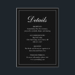 Carte D'accompagnement Simple Formel Traditionnel Élégant Mariage Noir<br><div class="desc">Carte de boîtier mariage noir de style traditionnel avec un design simple avec "Détails" dans une calligraphie élégante à l'intérieur d'une mince bordure. Le modèle vous permet de partager des informations importantes sur votre journée spéciale. Ce design classique est parfait pour un mariage formel.</div>