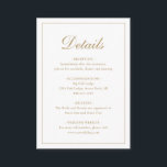 Carte D'accompagnement Simple Formel Traditionnel Élégant Mariage Or<br><div class="desc">Carte de boîtier mariage en faux or de style traditionnel avec un design simple avec "Détails" dans une calligraphie élégante à l'intérieur d'une mince bordure. Le modèle vous permet de partager des informations importantes sur votre journée spéciale. Ce design classique est parfait pour un mariage formel.</div>