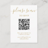 Carte D'accompagnement Simple Gold Script RSVP QR Code Photo (Devant)
