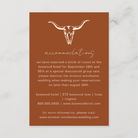 Carte D'accompagnement Simple Hébergement de crâne de vache bohémien occi (Devant)