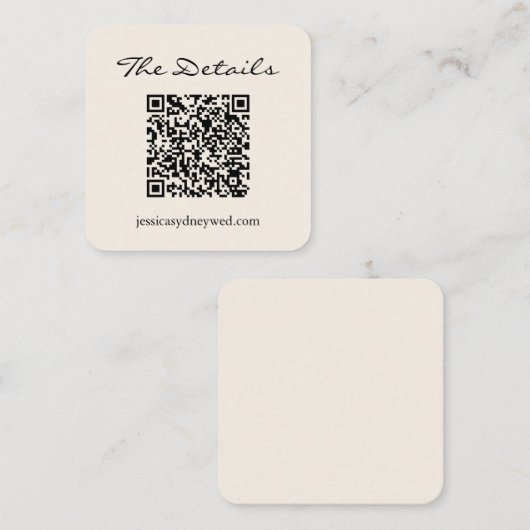 Carte D'accompagnement Simple ivoire Script Mariage RSVP Détails QR Code (Devant / Derrière)