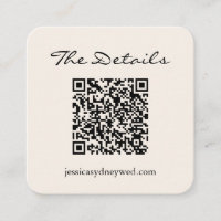 Simple ivoire Script Mariage RSVP Détails QR Code