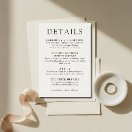 Carte D'accompagnement Simple Ivory Classic Wedding Details
