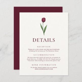 Carte D'accompagnement Simple Ivory Minimalist Tulip Wedding Details