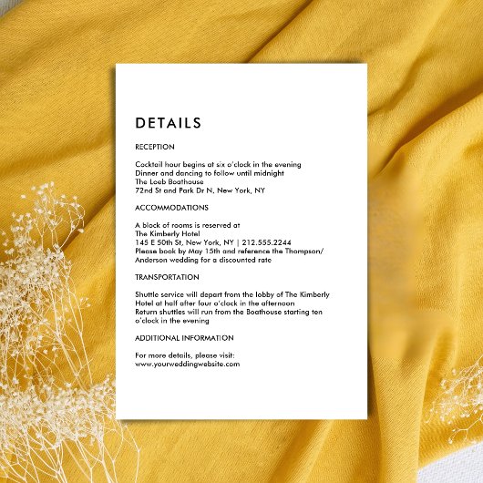 Carte D'accompagnement Simple Ivory Wedding Details