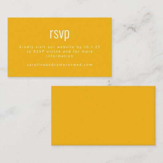 Carte D'accompagnement Simple Jaune moderne typographie Mariage RSVP (Devant / Derrière)