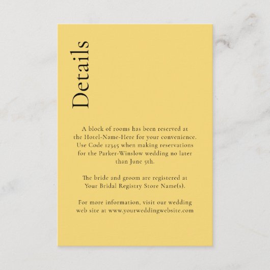 Carte D'accompagnement Simple Limite Limite Citron Citrus Jaune Détails (Devant)