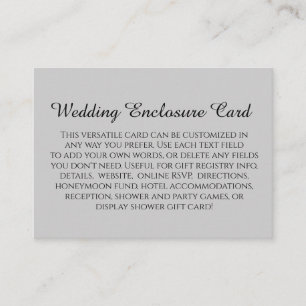 Carte D'accompagnement Simple lumière grise personnalisée pour mariage en