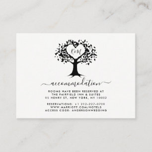 Carte D'accompagnement Simple Mariage de l'arbre cardiaque du Monogramme
