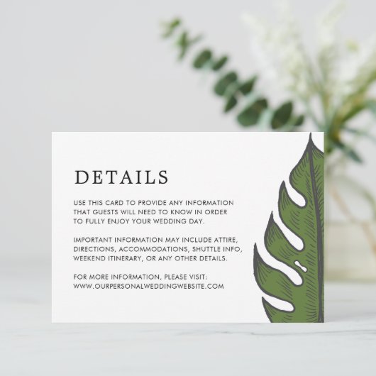 Carte D'accompagnement Simple Mariage moderne Tropical (Debout devant)