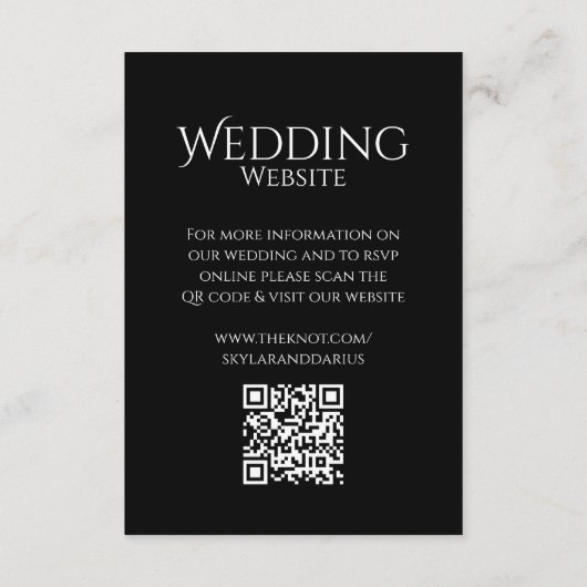 Carte D'accompagnement Simple Mariage Monogramme Classic Minimal QR Code (Dos)
