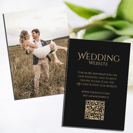Carte D'accompagnement Simple Mariage Monogramme Classic Minimal QR Code