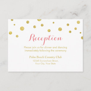 Carte D'accompagnement Simple Mariage Réception Paillettes Or Points