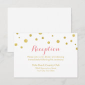 Carte D'accompagnement Simple Mariage Réception Paillettes Or Points (Devant / Derrière)