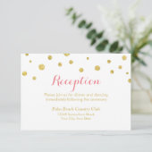 Carte D'accompagnement Simple Mariage Réception Paillettes Or Points (Debout devant)