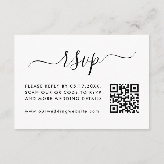 Carte D'accompagnement Simple mariage RSVP avec code QR (Devant)