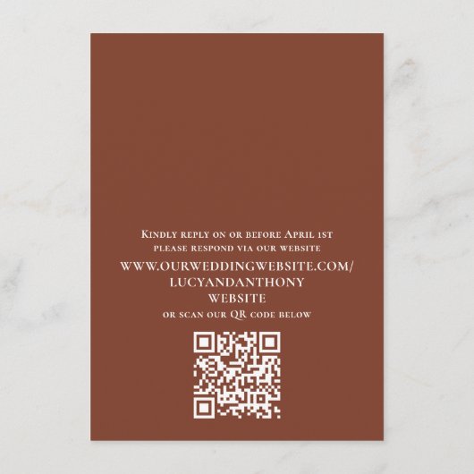 Carte D'accompagnement Simple Mariage Timeline Terracotta QR Code détail (Dos)