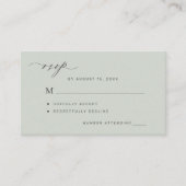 Carte D'accompagnement Simple mariage vert sage RSVP (Devant)