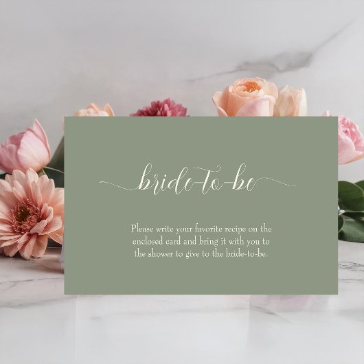 Carte D'accompagnement Simple Mariage Vert Sauge