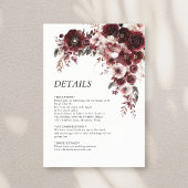 Carte D'accompagnement Simple Maroon Bourgogne Floral