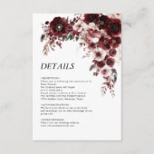 Carte D'accompagnement Simple Maroon Bourgogne Floral (Devant)