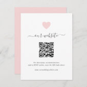 Carte D'accompagnement Simple mignon Coeur rose QR Code Mariage du site W (Devant / Derrière)