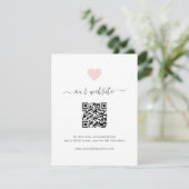 Carte D'accompagnement Simple mignon Coeur rose QR Code Mariage du site W (Debout devant)