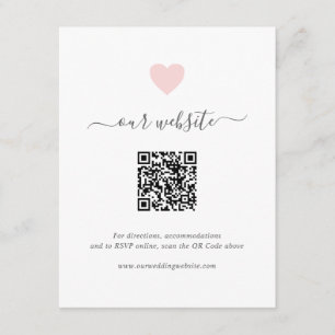 Carte D'accompagnement Simple mignon Coeur rose QR Code Mariage du site W