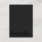 Carte D'accompagnement Simple minima typographie noir détails mariage (Dos)