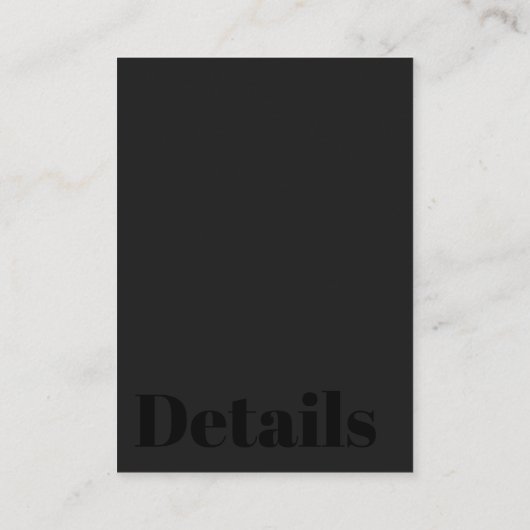 Carte D'accompagnement Simple minima typographie noir détails mariage (Dos)