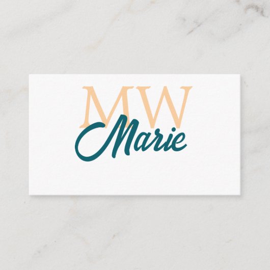 Carte D'accompagnement simple minimal ajouter nom monogramme orange bleu (Devant)