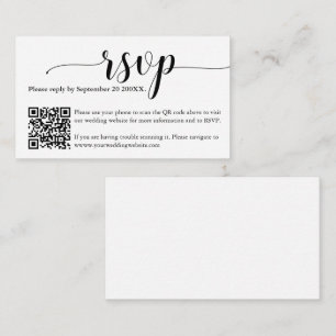 Carte D'accompagnement Simple minimal mariage RSVP site Web QR Code Card