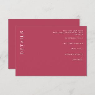 Carte D'accompagnement Simple minimaliste moderne Mariage Magenta