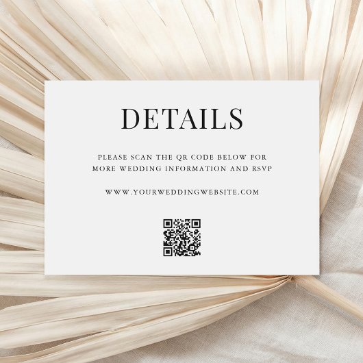 Carte D'accompagnement Simple Modern Code QR Détails de Mariage