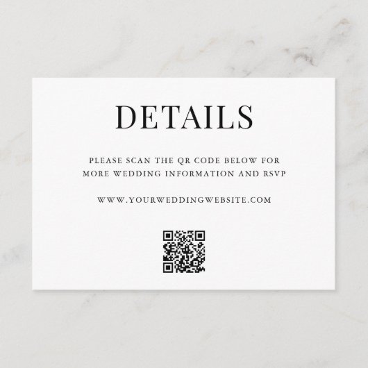 Carte D'accompagnement Simple Modern QR Code Wedding Details (Devant)
