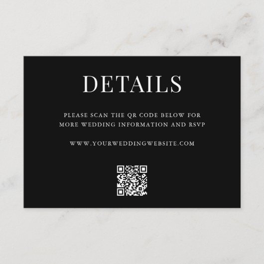 Carte D'accompagnement Simple Modern QR Code Wedding Details (Devant)