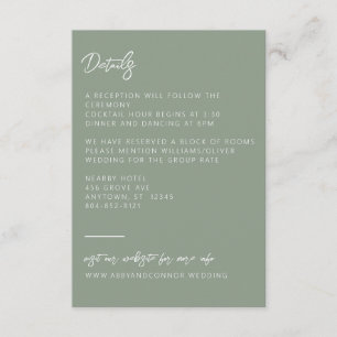 Carte D'accompagnement Simple Moderne Calligraphie Vert Sauge