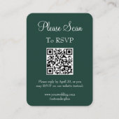 Carte D'accompagnement Simple moderne Emerald Green Mariage Scan QR Code (Devant)