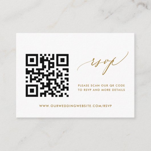 Carte D'accompagnement Simple moderne mariage or RSVP QR Code (Devant)