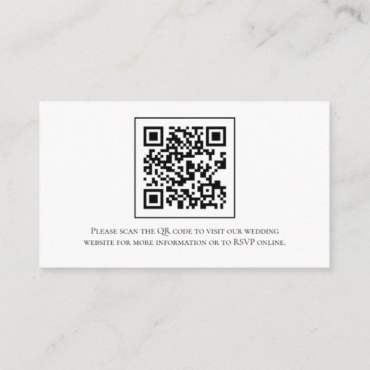 Carte D'accompagnement Simple moderne Mariage QR Code Détails du site web (Dos)
