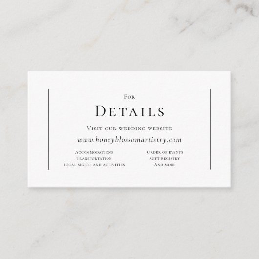 Carte D'accompagnement Simple moderne Mariage QR Code Détails du site web (Devant)