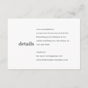 Carte D'accompagnement Simple moderne minimaliste Mariage noir Détails