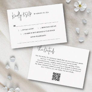 Carte D'accompagnement Simple moderne minimaliste QR Code RSVP Mariage