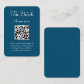 Carte D'accompagnement Simple moderne Ocean Blue Détails Mariage QR Code (Devant / Derrière)