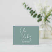 Carte D'accompagnement Simple moderne Oh Baby Sage Baby shower vert (Debout devant)
