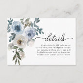 Carte D'accompagnement Simple moderne QR code Dusty Blue Floral Mariage (Devant)