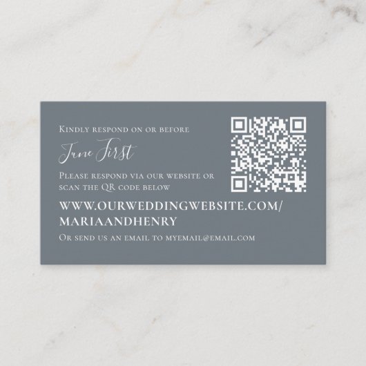 Carte D'accompagnement Simple moderne tendance Dusty bleu QR Code RSVP (Devant)