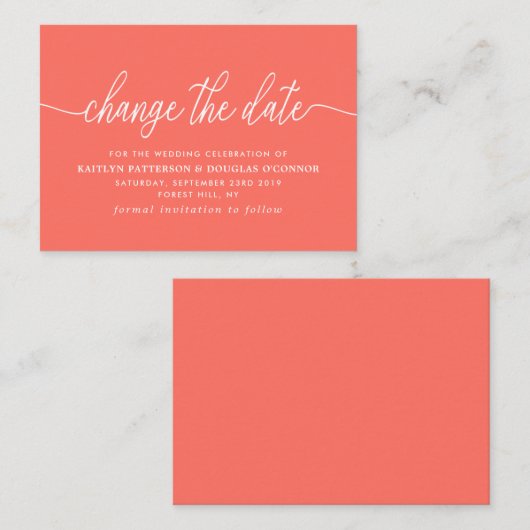 Carte D'accompagnement Simple Modification De Script La Date (Devant / Derrière)