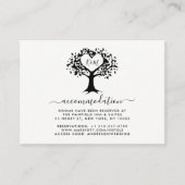 Carte D'accompagnement Simple Monogramme Coeur Arbre Mariage Noir & Blanc (Devant)