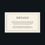 Carte D'accompagnement Simple Monogramme Crème Élégant Mariage<br><div class="desc">Carte de supplément de mariage simple et élégante avec un design moderne et élégant avec vos détails entourés d'une fine bordure et votre monogramme au dos. Tous les éléments de conception sont en noir sur un fond ivoire / crème neutre et peuvent être modifiés dans l'outil d'édition de conception. Un...</div>